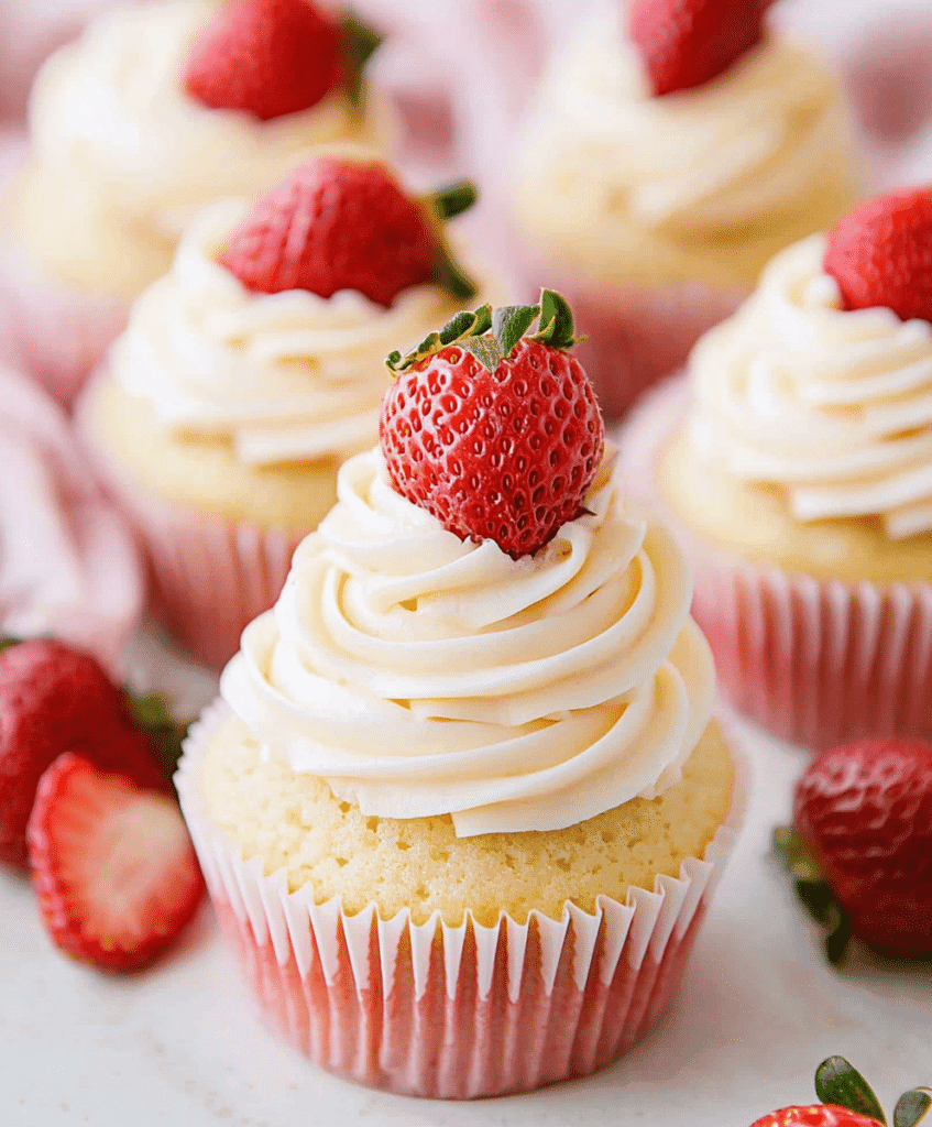White Chocolate Strawberry Cupcakes Recipe - avarecipes.com