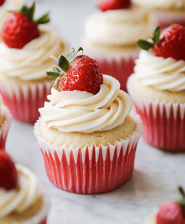 White Chocolate Strawberry Cupcakes Recipe - avarecipes.com